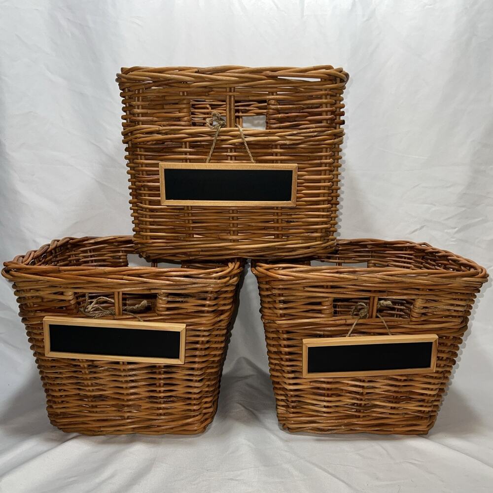Pottery Barn Kids Sabrina Baskets w/ Chalkboards Set of 3 Honey